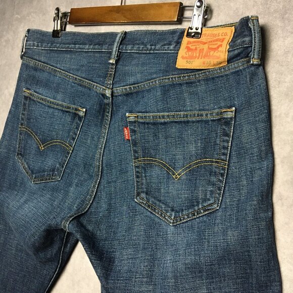 Levis Mens 501 Original Fit Blue Jeans size 36x30 Button Fly Cotton Denim - Picture 7 of 13